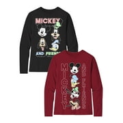 Mickey Mouse Head To Heads Up, Boys Apparel Graphic Crew Neck LS T-Shirt, 2-Pack, Sizes 4-18 (Little Boys \u0026 Big Boys)